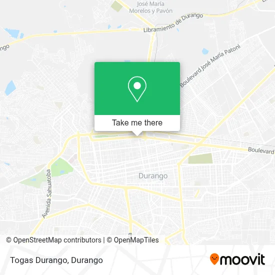 Togas Durango map