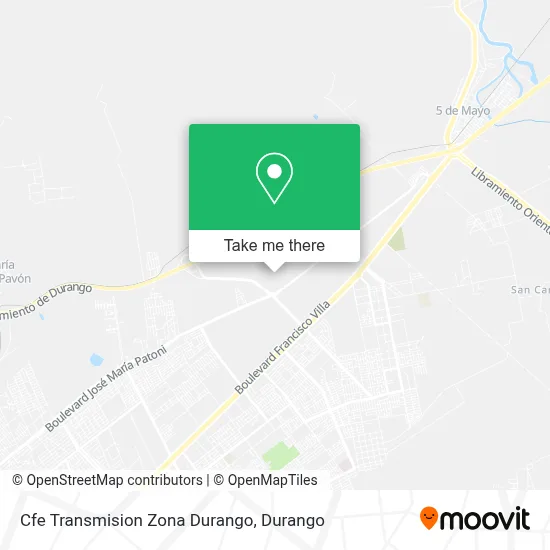 Cfe Transmision Zona Durango map