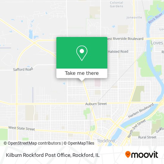 Kilburn Rockford Post Office map