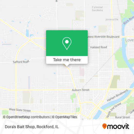 How to get to Dora's Bait Shop in Rockford by Bus?