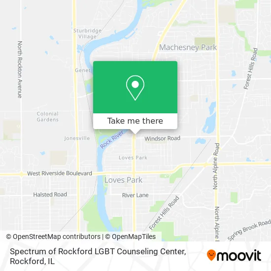Spectrum of Rockford LGBT Counseling Center map
