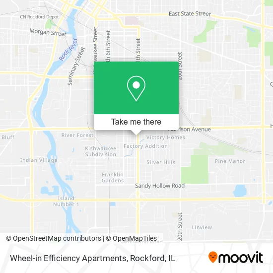 Wheel-in Efficiency Apartments map