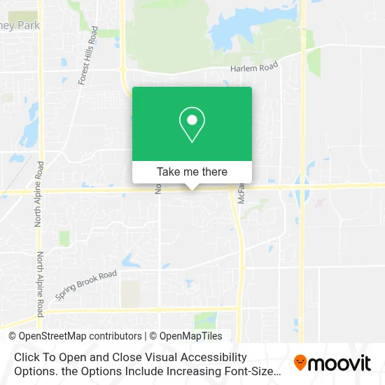 Click To Open and Close Visual Accessibility Options. the Options Include Increasing Font-Size and map