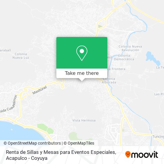 Mapa de Renta de Sillas y Mesas para Eventos Especiales