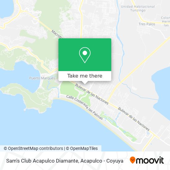 How to get to Sam's Club Acapulco Diamante in Acapulco De Juárez by Bus?