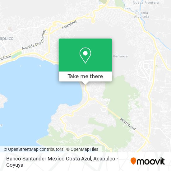 Banco Santander Mexico Costa Azul map