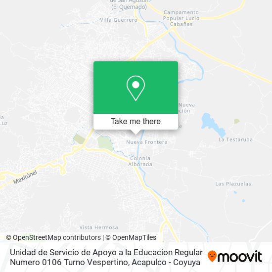 Mapa de Unidad de Servicio de Apoyo a la Educacion Regular Numero 0106 Turno Vespertino