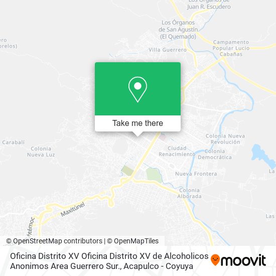 Oficina Distrito XV Oficina Distrito XV de Alcoholicos Anonimos Area Guerrero Sur. map