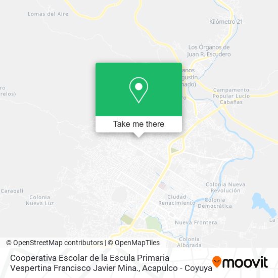Cooperativa Escolar de la Escula Primaria Vespertina Francisco Javier Mina. map
