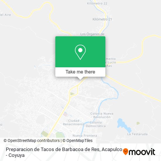 Mapa de Preparacion de Tacos de Barbacoa de Res