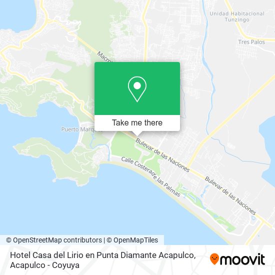 Mapa de Hotel Casa del Lirio en Punta Diamante Acapulco