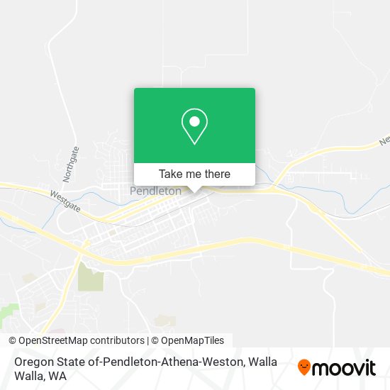 Mapa de Oregon State of-Pendleton-Athena-Weston