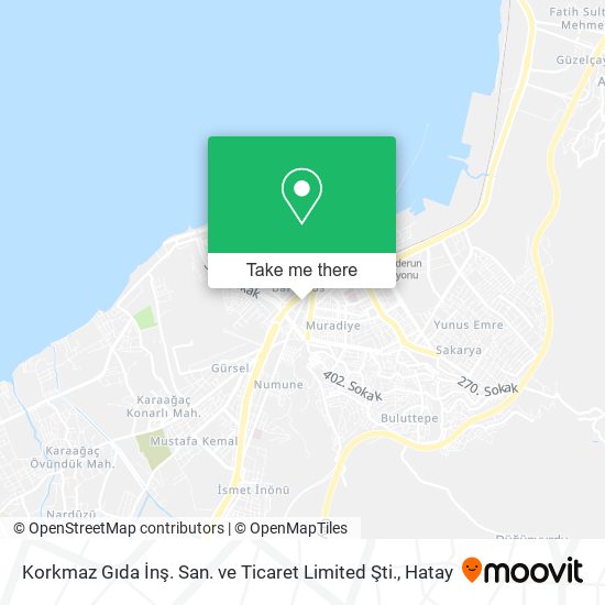 Korkmaz Gıda İnş. San. ve Ticaret Limited Şti. map