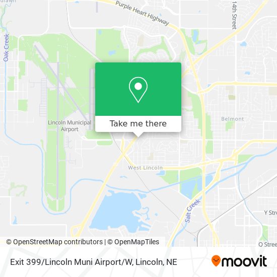 Exit 399 / Lincoln Muni Airport / W map