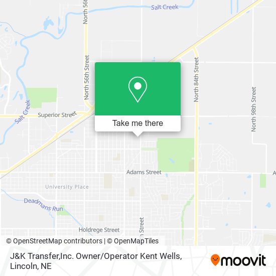 Mapa de J&K Transfer,Inc. Owner / Operator Kent Wells