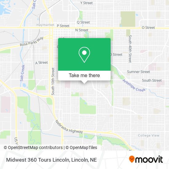 Midwest 360 Tours Lincoln map