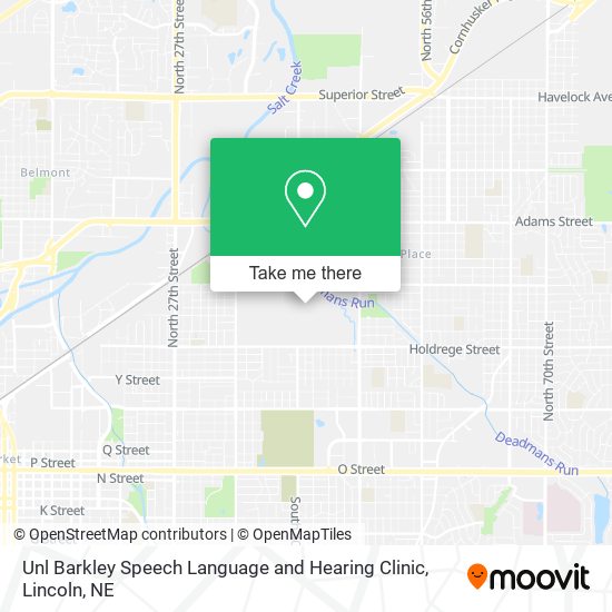 Mapa de Unl Barkley Speech Language and Hearing Clinic