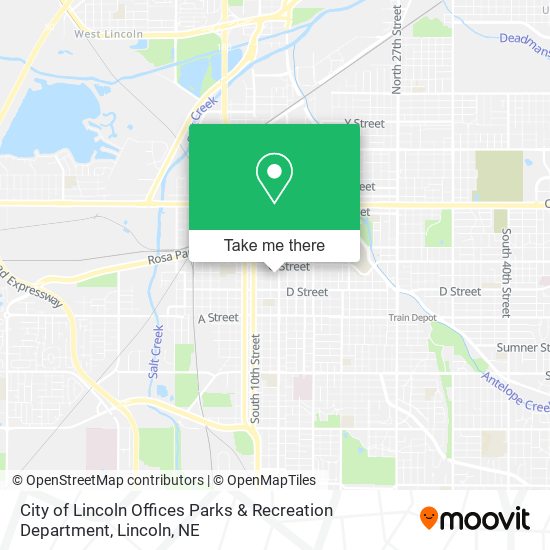 City of Lincoln Offices Parks & Recreation Department map
