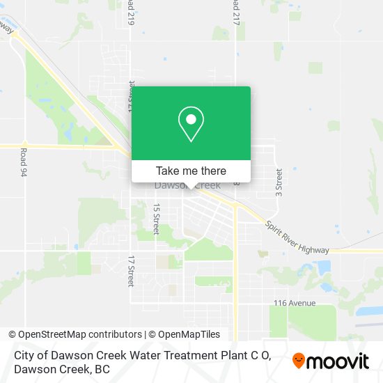 City of Dawson Creek Water Treatment Plant C O map