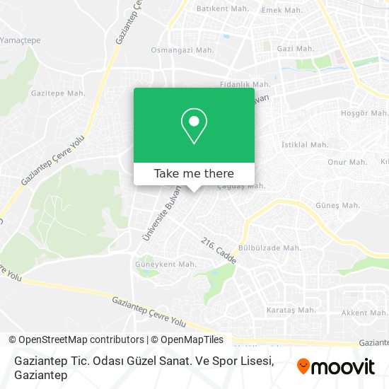 Gaziantep Tic. Odası Güzel Sanat. Ve Spor Lisesi map