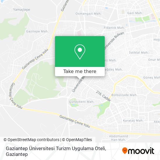 Gaziantep Üniversitesi Turizm Uygulama Oteli map