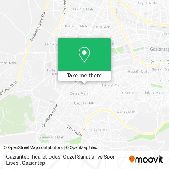 Gaziantep Ticaret Odası Güzel Sanatlar ve Spor Lisesi map