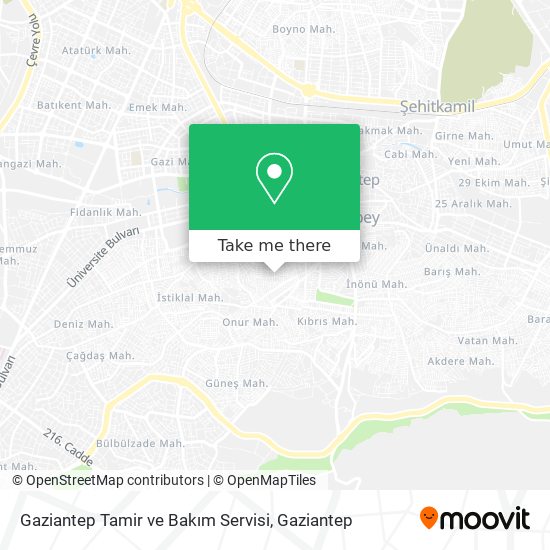 Gaziantep Tamir ve Bakım Servisi map