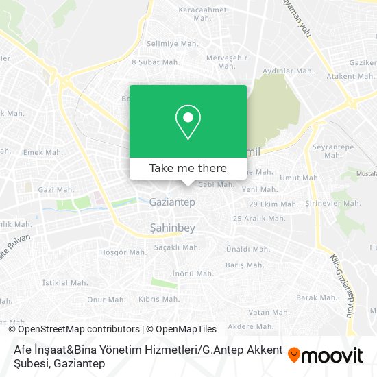 Afe İnşaat&Bina Yönetim Hizmetleri / G.Antep Akkent Şubesi map
