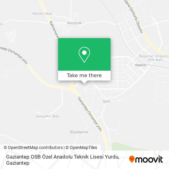 Gaziantep OSB Özel Anadolu Teknik Lisesi Yurdu map