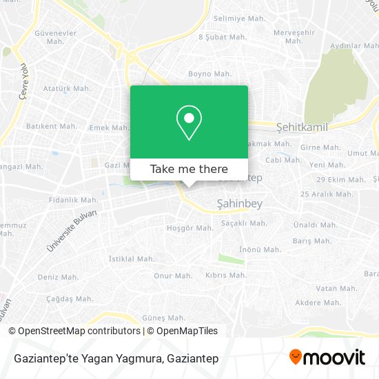 Gaziantep'te Yagan Yagmura map