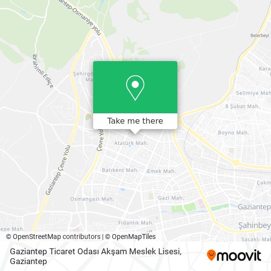 Gaziantep Ticaret Odası Akşam Meslek Lisesi map