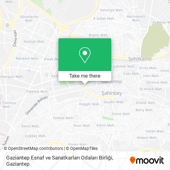 Gaziantep Esnaf ve Sanatkarları Odaları Birliği map