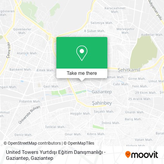 United Towers Yurtdışı Eğitim Danışmanlığı - Gaziantep map