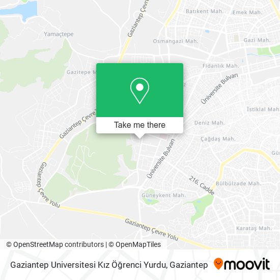 Gaziantep Universitesi Kız Öğrenci Yurdu map