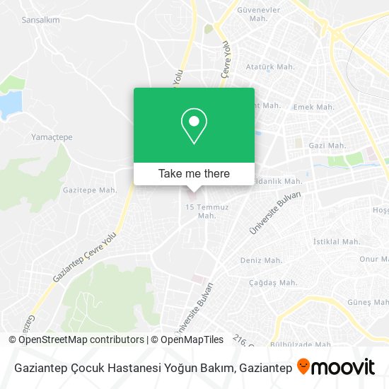 Gaziantep Çocuk Hastanesi Yoğun Bakım map