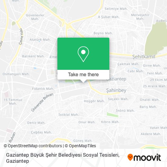Gaziantep Büyük Şehir Belediyesi Sosyal Tesisleri map