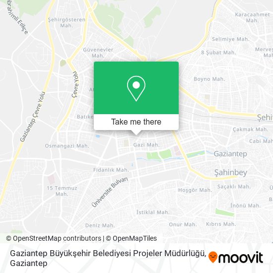 Gaziantep Büyükşehir Belediyesi Projeler Müdürlüğü map