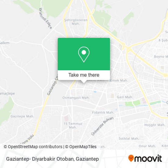 Gaziantep- Diyarbakir Otoban map