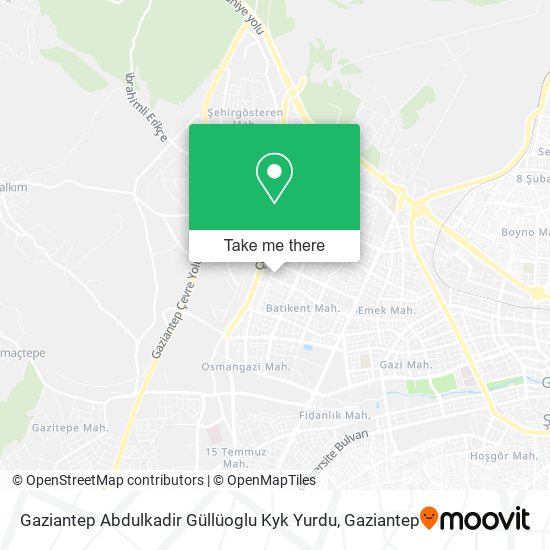 Gaziantep Abdulkadir Güllüoglu Kyk Yurdu map