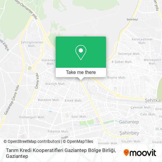 Tarım Kredi Kooperatifleri Gaziantep Bölge Birliği map