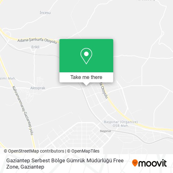 Gaziantep Serbest Bölge Gümrük Müdürlüğü Free Zone map