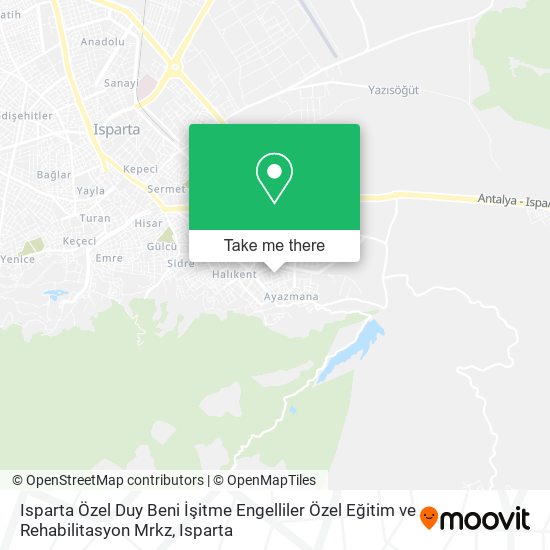 Isparta Özel Duy Beni İşitme Engelliler Özel Eğitim ve Rehabilitasyon Mrkz map