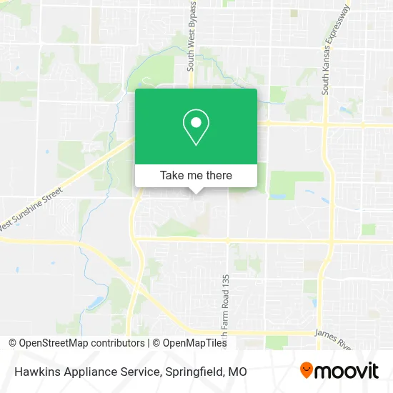 Hawkins Appliance Service map