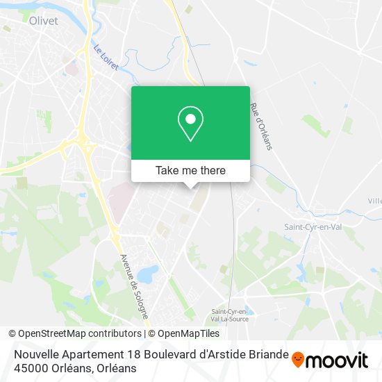 Mapa Nouvelle Apartement 18 Boulevard d'Arstide Briande 45000 Orléans