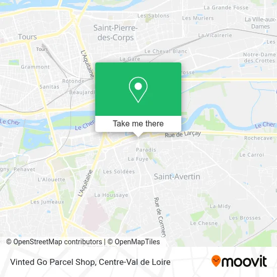 Vinted Go Parcel Shop map