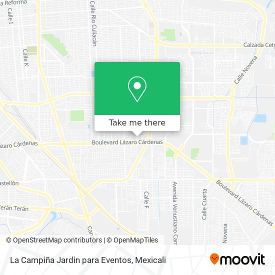 Mapa de La Campiña Jardin para Eventos