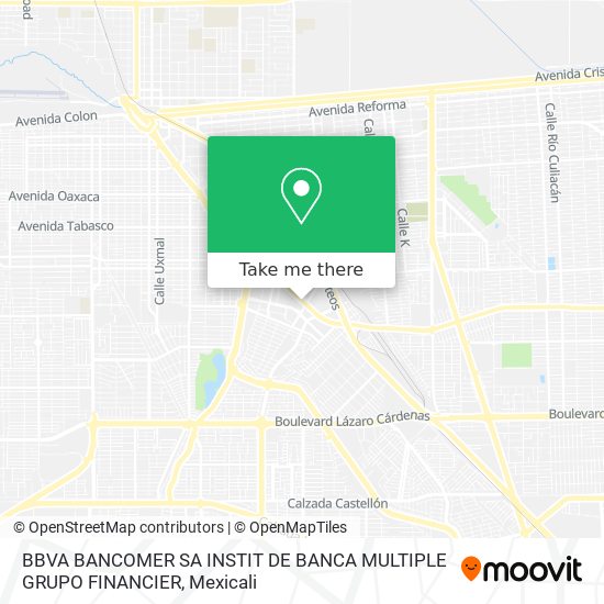 Mapa de BBVA BANCOMER SA INSTIT DE BANCA MULTIPLE GRUPO FINANCIER