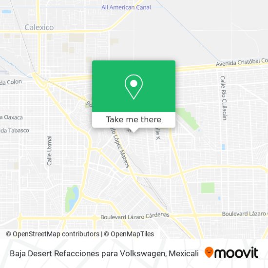 Mapa de Baja Desert Refacciones para Volkswagen