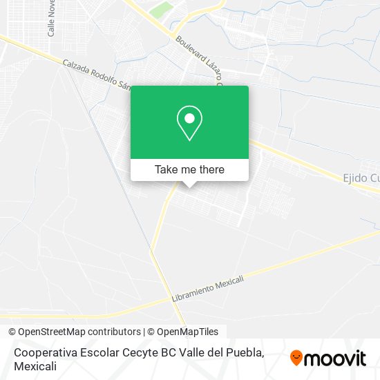 Mapa de Cooperativa Escolar Cecyte BC Valle del Puebla