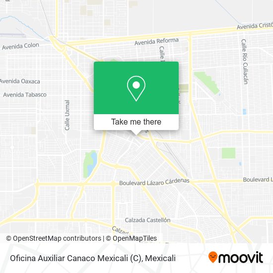 Mapa de Oficina Auxiliar Canaco Mexicali